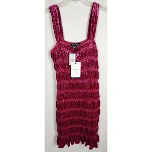 En Saison Women's Sz. L Fushia Ruched Velvet Mini Dress NWT